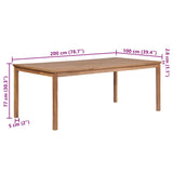 Garden Table 200x100x77 cm Solid Teak Wood - Rear View