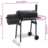 Classic Charcoal BBQ Offset Smoker - Close-Up Angle