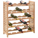 Wine Rack For 25 Bottles Solid Walnut Wood 63x25x73 Cm - Front View