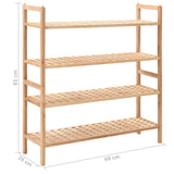 Shoe Rack Solid Walnut Wood 69x26x81 cm - Rear View