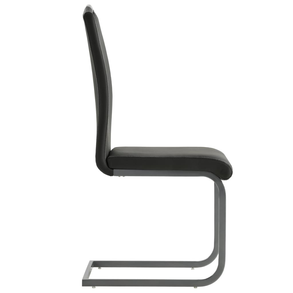 Cantilever Dining Chairs 6 pcs Grey Faux Leather