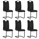 Cantilever Dining Chairs 6 pcs Black Faux Leather