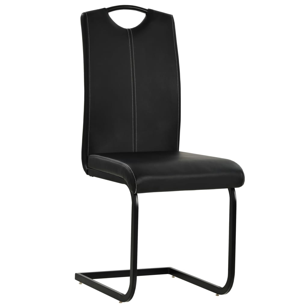 Cantilever Dining Chairs 6 pcs Black Faux Leather