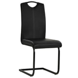 Cantilever Dining Chairs 6 pcs Black Faux Leather