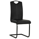 Cantilever Dining Chairs 6 pcs Black Faux Leather - Front View
