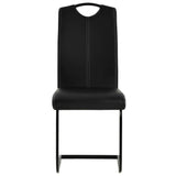 Cantilever Dining Chairs 6 pcs Black Faux Leather - Side View