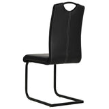 Cantilever Dining Chairs 6 pcs Black Faux Leather - 45-Degree Angle