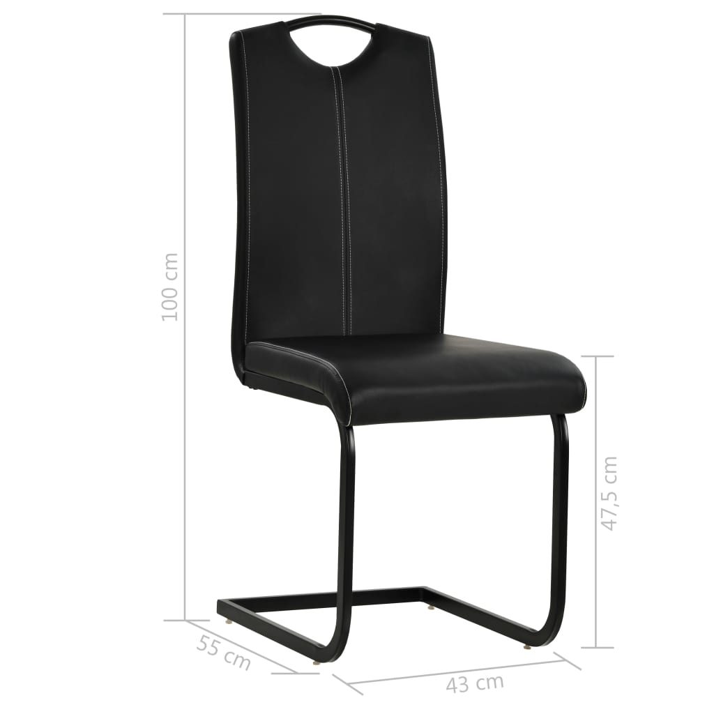 Cantilever Dining Chairs 6 pcs Black Faux Leather