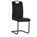 Cantilever Dining Chairs 6 pcs Black Faux Leather - Low Angle