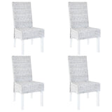 Dining Chairs 4 pcs White Kubu Rattan and Mango Wood