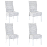 Dining Chairs 4 pcs White Kubu Rattan and Mango Wood