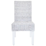Dining Chairs 4 pcs White Kubu Rattan and Mango Wood