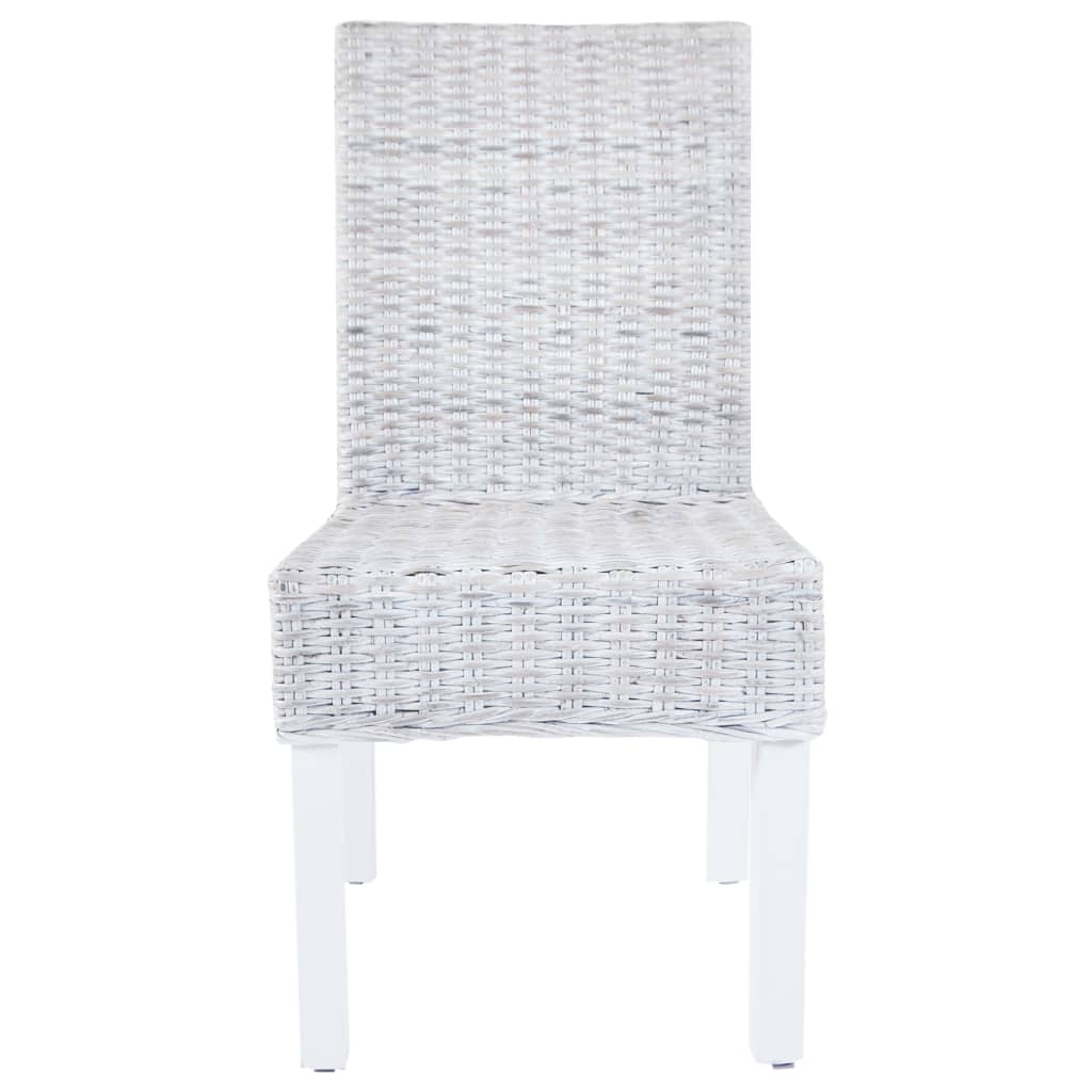 Dining Chairs 4 pcs White Kubu Rattan and Mango Wood