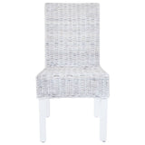 Dining Chairs 4 pcs White Kubu Rattan and Mango Wood - Side View