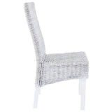 Dining Chairs 4 pcs White Kubu Rattan and Mango Wood