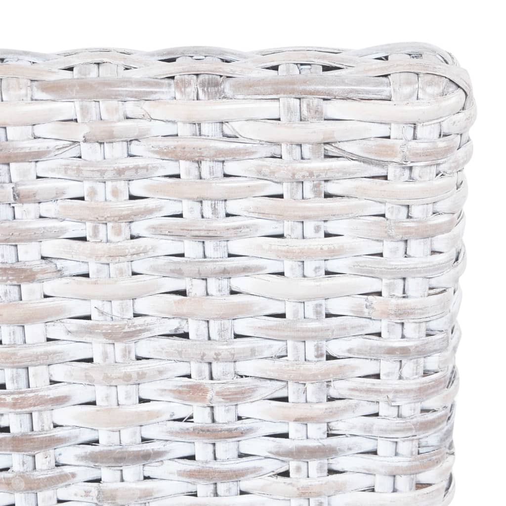 Dining Chairs 4 pcs White Kubu Rattan and Mango Wood