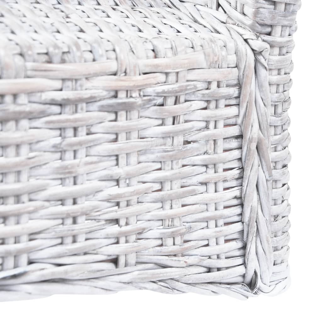 Dining Chairs 4 pcs White Kubu Rattan and Mango Wood