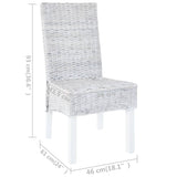Dining Chairs 4 pcs White Kubu Rattan and Mango Wood - Low Angle