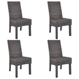 Dining Chairs 4 pcs Brown Kubu Rattan and Mango Wood