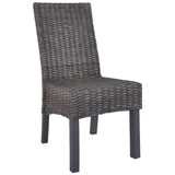 Dining Chairs 4 pcs Brown Kubu Rattan and Mango Wood - Front View