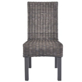 Dining Chairs 4 pcs Brown Kubu Rattan and Mango Wood - Side View