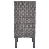 Dining Chairs 4 pcs Brown Kubu Rattan and Mango Wood