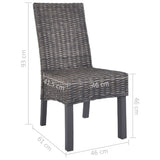 Dining Chairs 4 pcs Brown Kubu Rattan and Mango Wood - Low Angle