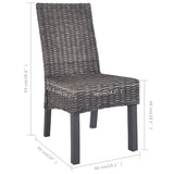 Dining Chairs 6 pcs Brown Kubu Rattan and Mango Wood