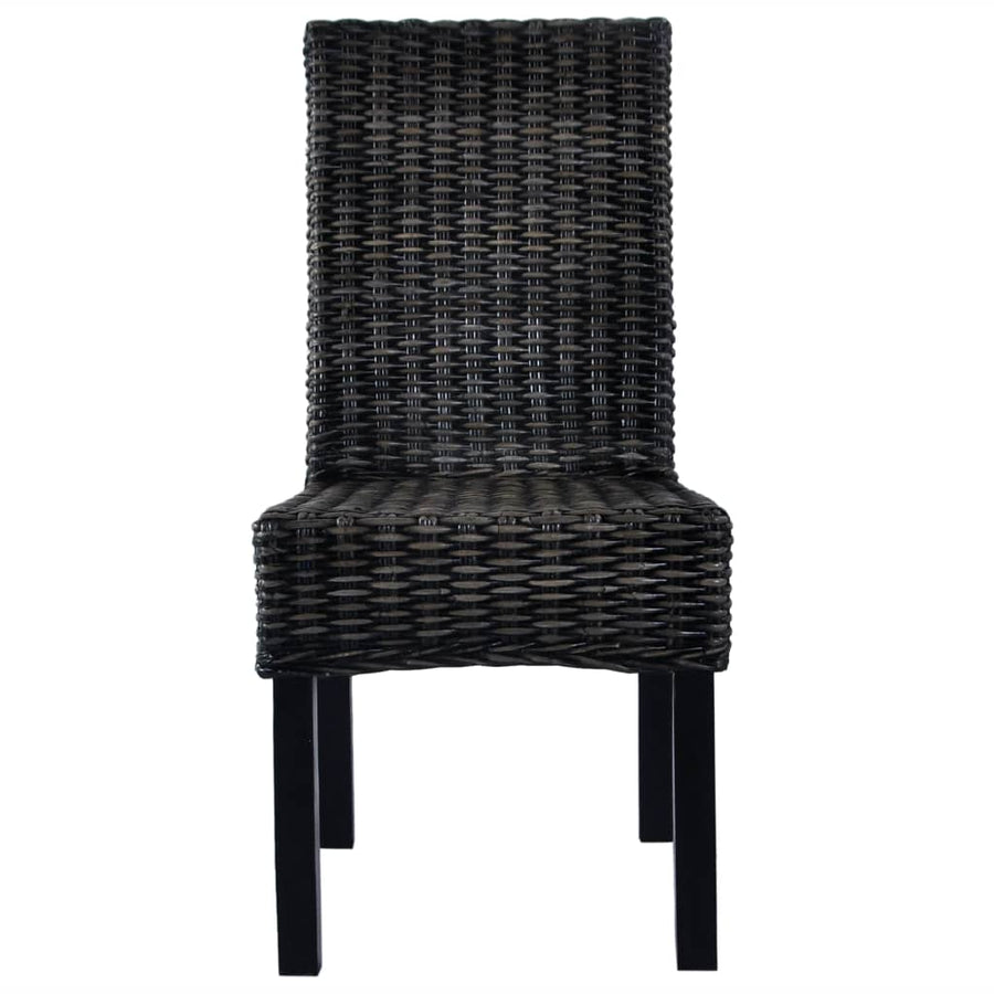 Dining Chairs 4 pcs Black Kubu Rattan and Mango Wood