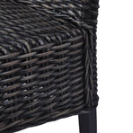 Dining Chairs 4 pcs Black Kubu Rattan and Mango Wood