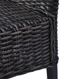 Dining Chairs 4 pcs Black Kubu Rattan and Mango Wood - Rear View