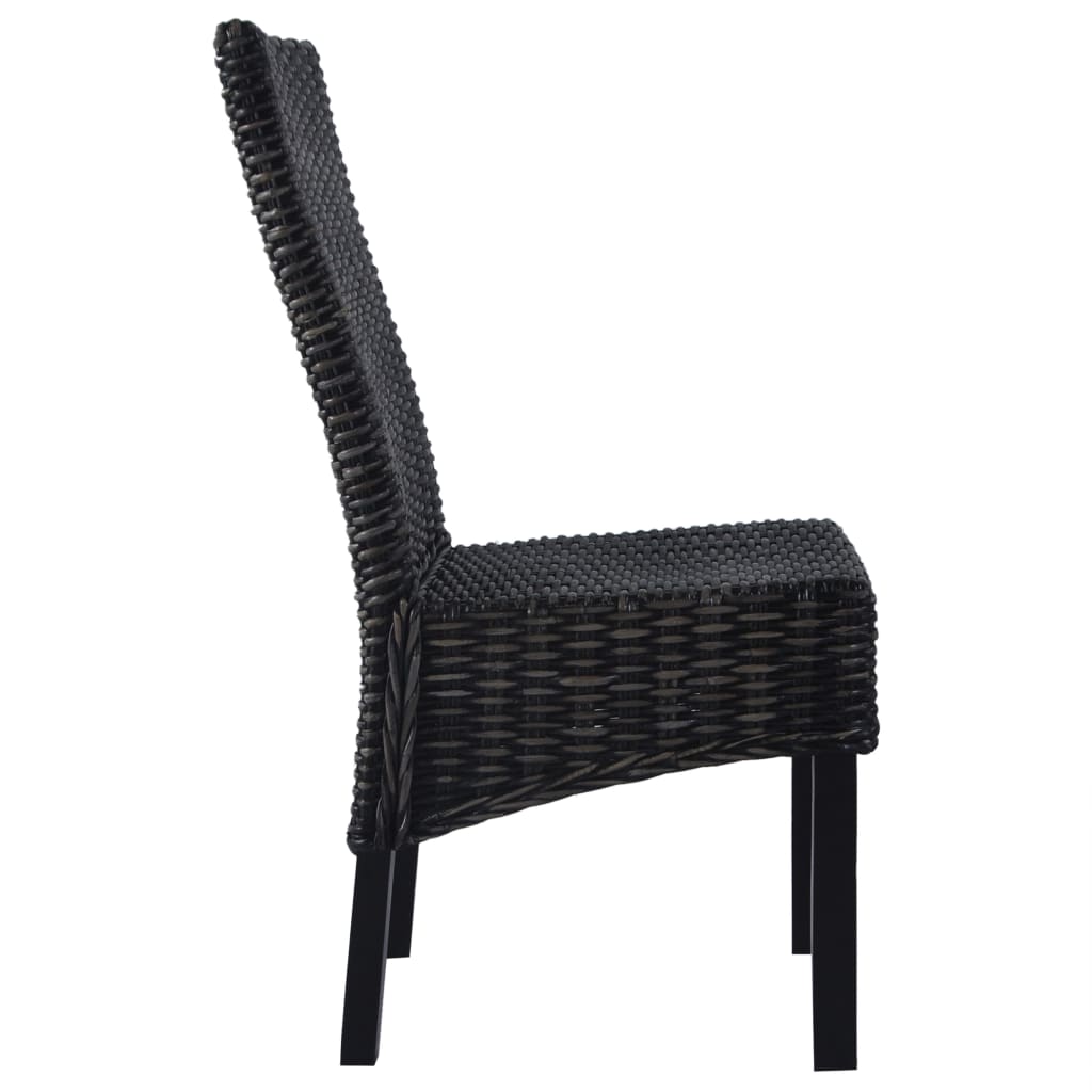 Dining Chairs 6 pcs Black Kubu Rattan and Mango Wood