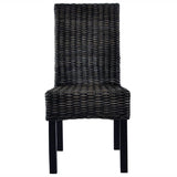 Dining Chairs 6 pcs Black Kubu Rattan and Mango Wood