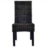 Dining Chairs 6 pcs Black Kubu Rattan and Mango Wood - Side View