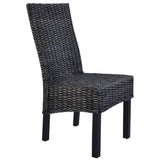Dining Chairs 6 pcs Black Kubu Rattan and Mango Wood