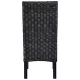 Dining Chairs 6 pcs Black Kubu Rattan and Mango Wood - 45-Degree Angle