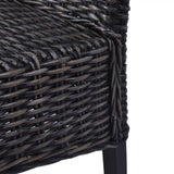 Dining Chairs 6 pcs Black Kubu Rattan and Mango Wood - Rear View