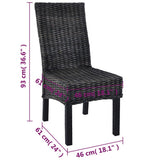 Dining Chairs 6 pcs Black Kubu Rattan and Mango Wood