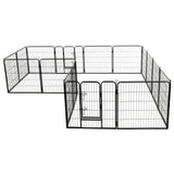 Dog Playpen 16 Panels Steel 80x80 cm Black - Side View
