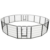 Dog Playpen 16 Panels Steel 80x80 cm Black