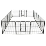 Dog Playpen 16 Panels Steel 80x80 cm Black - 45-Degree Angle