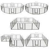 Dog Playpen 16 Panels Steel 80x80 cm Black - Low Angle