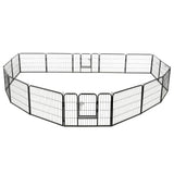 Dog Playpen 16 Panels Steel 60x80 cm Black - Front View