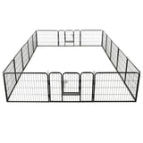 Dog Playpen 16 Panels Steel 60x80 cm Black - 45-Degree Angle