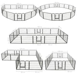 Dog Playpen 16 Panels Steel 60x80 cm Black - Low Angle
