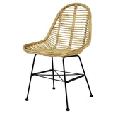 Dining Chairs 6 pcs Natural Rattan - Front View