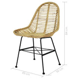 Dining Chairs 6 pcs Natural Rattan - 45-Degree Angle