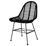 Dining Chairs 6 pcs Black Natural Rattan - Front View