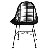 Dining Chairs 6 pcs Black Natural Rattan - Side View