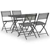 5 Piece Folding Outdoor Dining Set Steel and Textilene Grey
